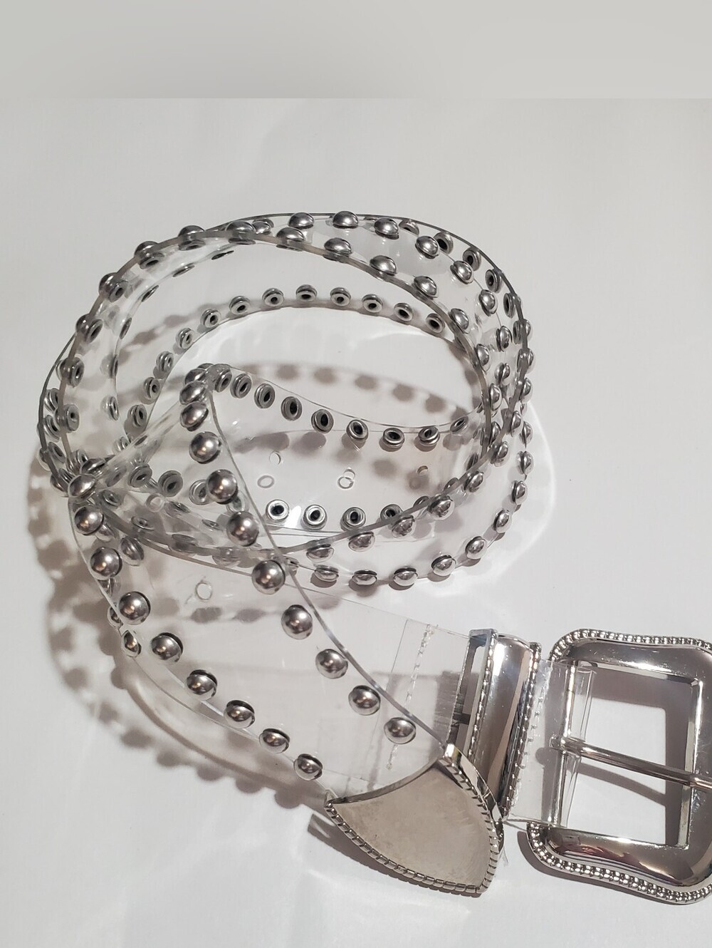 Y2K BELT STUDDED CLEAR. Silver Buckle